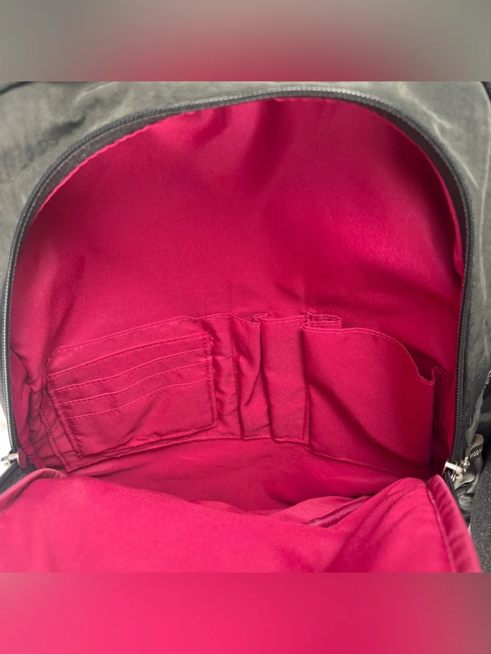 Baggallini Travel Backpack Gray Nylon Laptop Carry On Organizer Bag Pink Lining